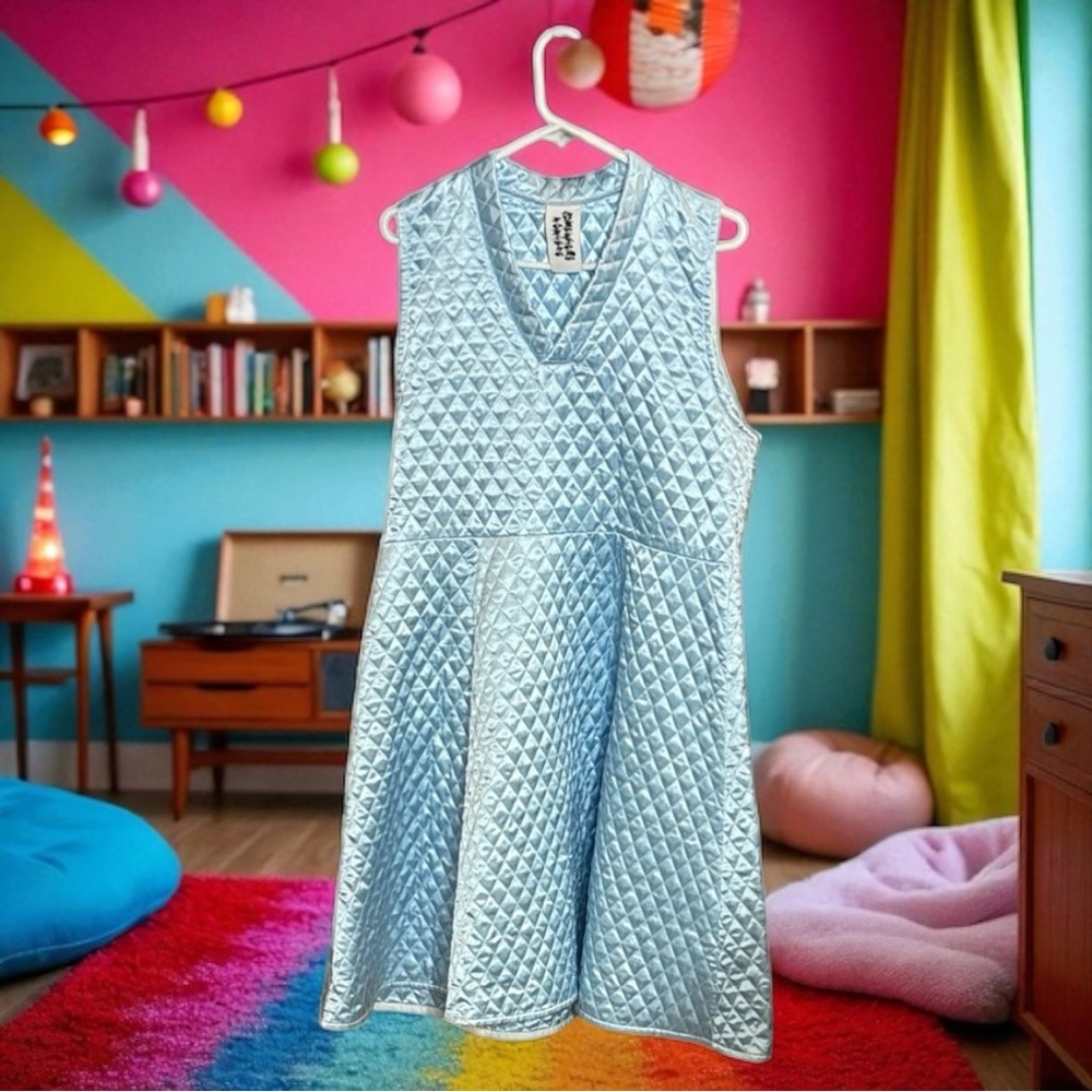 Somewhere Nowhere Light Blue Quilted Sleeveless Dress
